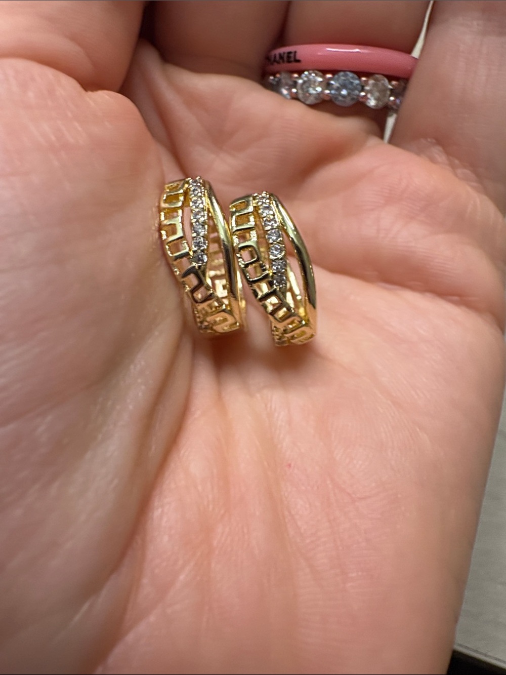 Gold-Tone Crystal Hoop Earrings - Elegant Women Jewelry